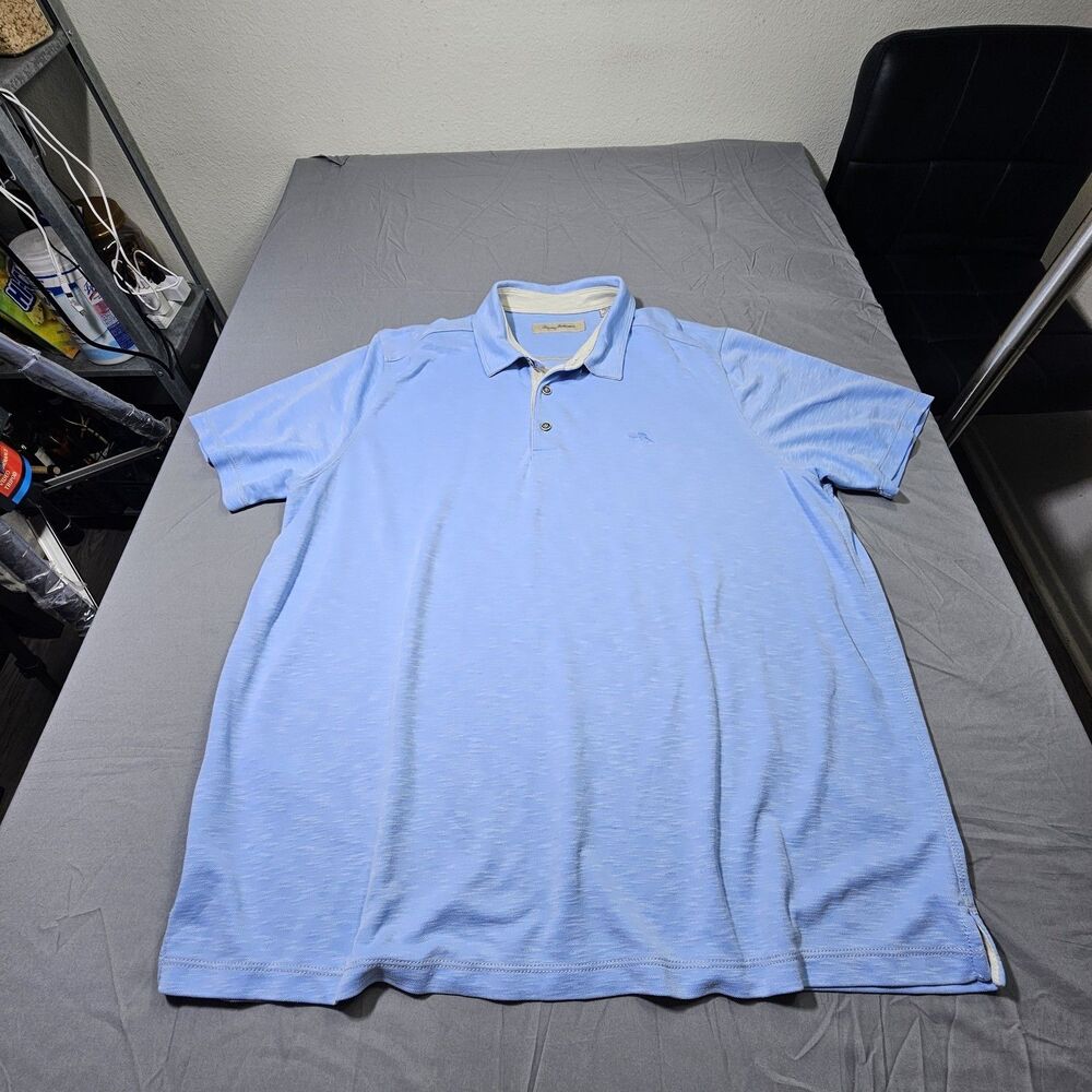 Tommy Bahama Light Blue Short Sleeve Cotton Polo Shirt Men's Size 2XL